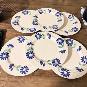Pfaltzgraff Springwood Dinner Plates – Set of 6 – Blue Floral – Made in USA